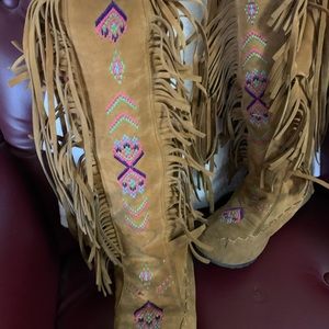 Handmade fringed and embroidered boots